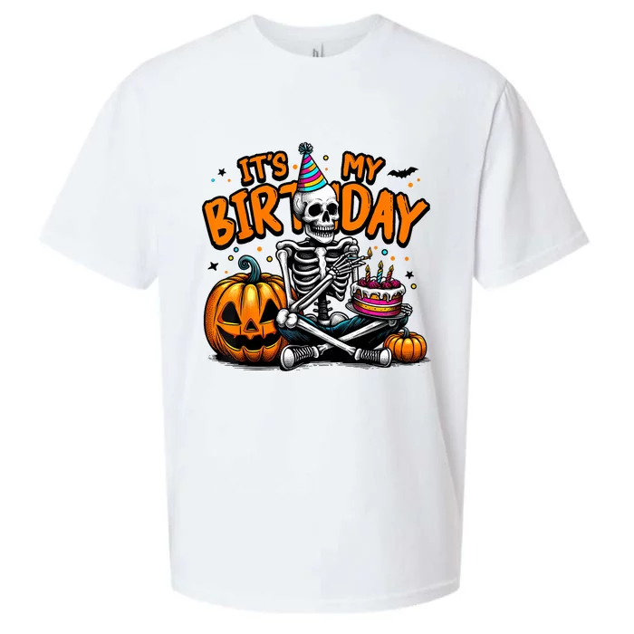 ItS My Birthday Skeleton Happy Halloween Birthday Party Sueded Cloud Jersey T-Shirt