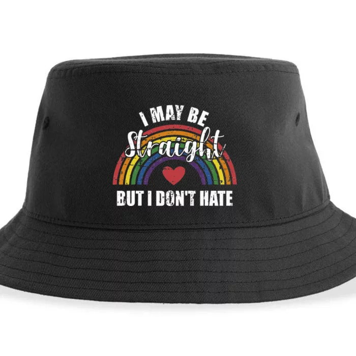 I May Be Straight But Not Hate Rainbow Flag Pride Month Sustainable Bucket Hat