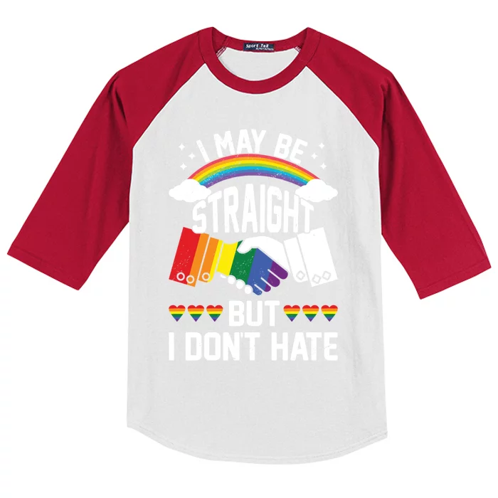 I May Be Straight But I Dont Hate Lgbtq Supporter Rainbow Gift Kids Colorblock Raglan Jersey