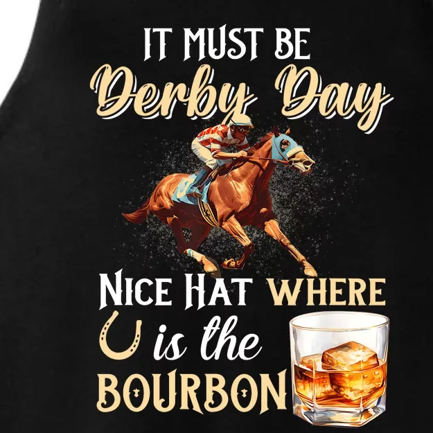 ItS Must Be Derby Day Bourbon Horse Racing Ladies Tri-Blend Wicking Tank