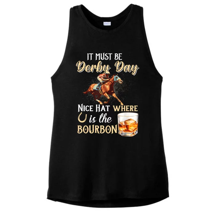 ItS Must Be Derby Day Bourbon Horse Racing Ladies Tri-Blend Wicking Tank