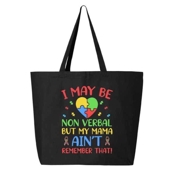 i may be non-verbal autism awareness mom puzzle ribbon cute 25L Jumbo Tote