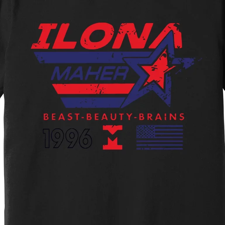 Ilona Maher Beast Beauty Brains 1996 Flag Premium T-Shirt