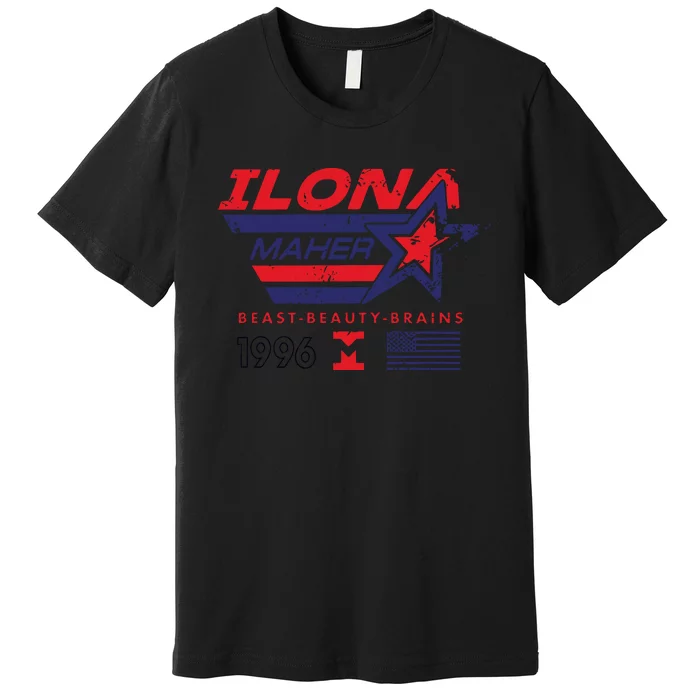 Ilona Maher Beast Beauty Brains 1996 Flag Premium T-Shirt