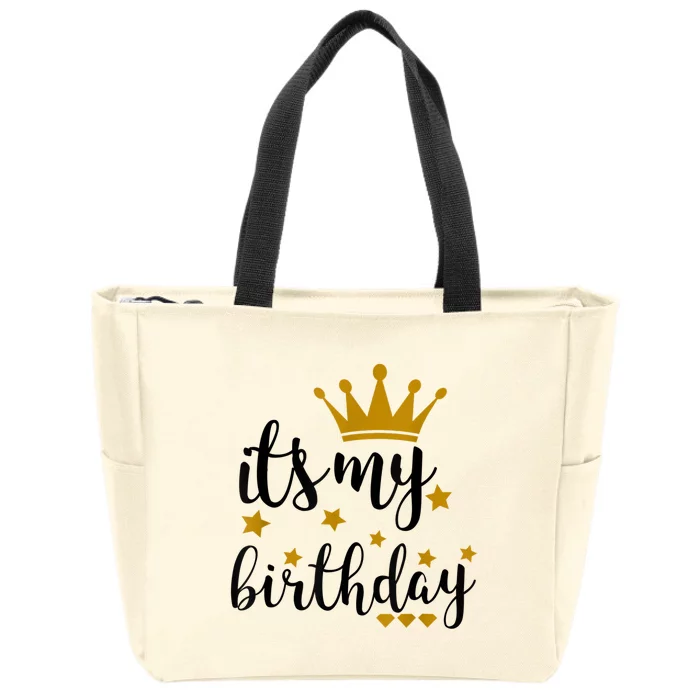 It's My Birthday Shirt For Women, Teens, Girls, Black & Gold Zip Tote Bag