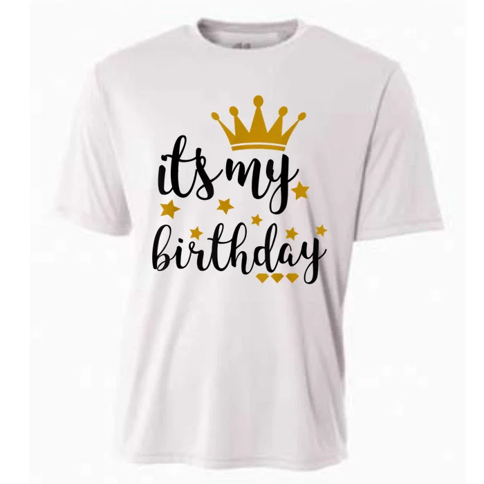 It's My Birthday Shirt For Women, Teens, Girls, Black & Gold Cooling Performance Crew T-Shirt