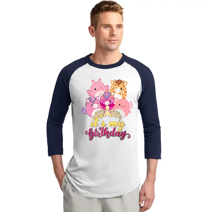 Its My Birthday Girl Squish Squad Mallow Girl Cute Baseball Sleeve Shirt