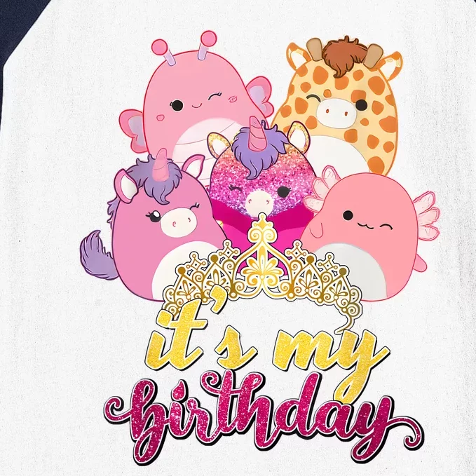 Its My Birthday Girl Squish Squad Mallow Girl Cute Baseball Sleeve Shirt