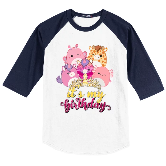 Its My Birthday Girl Squish Squad Mallow Girl Cute Baseball Sleeve Shirt