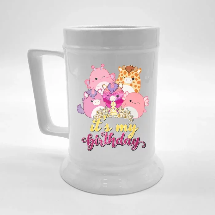 Its My Birthday Girl Squish Squad Mallow Girl Cute Front & Back Beer Stein