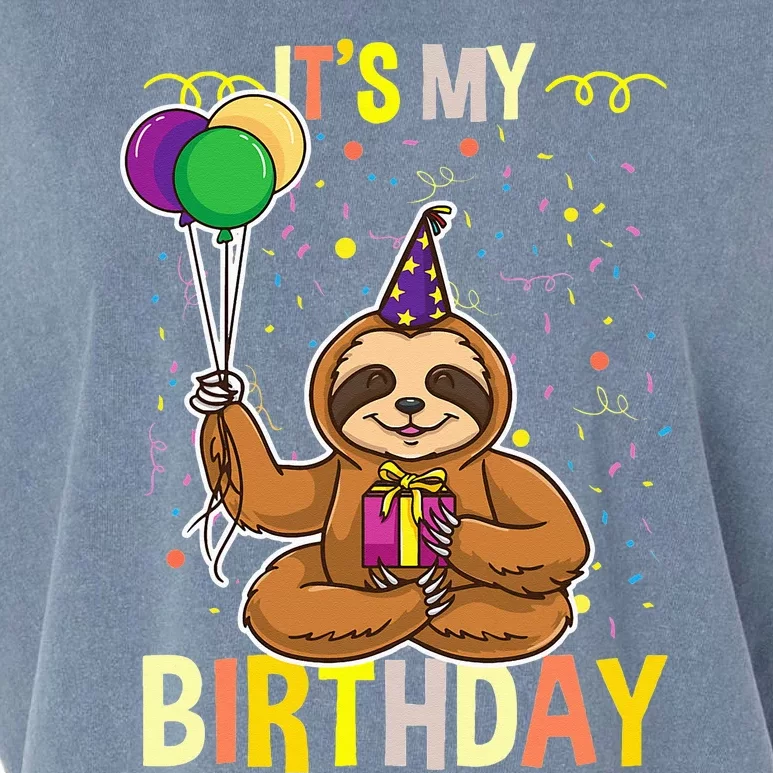 Its My Birthday Sloth Animal Garment-Dyed Women's Muscle Tee