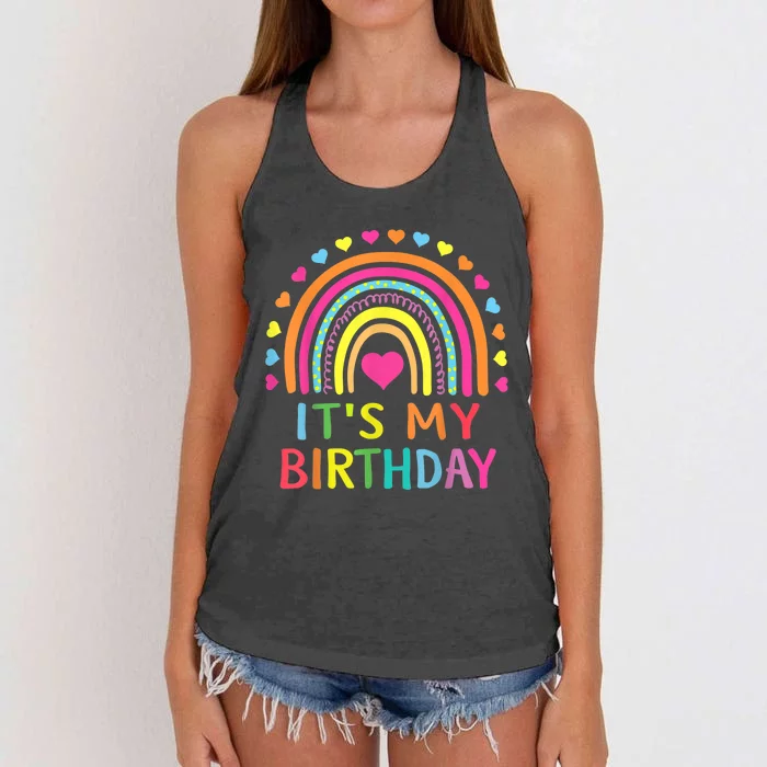 It's My Birthday Shirt for Wo, Teens, Girls Gift Rainbow Women's Knotted Racerback Tank