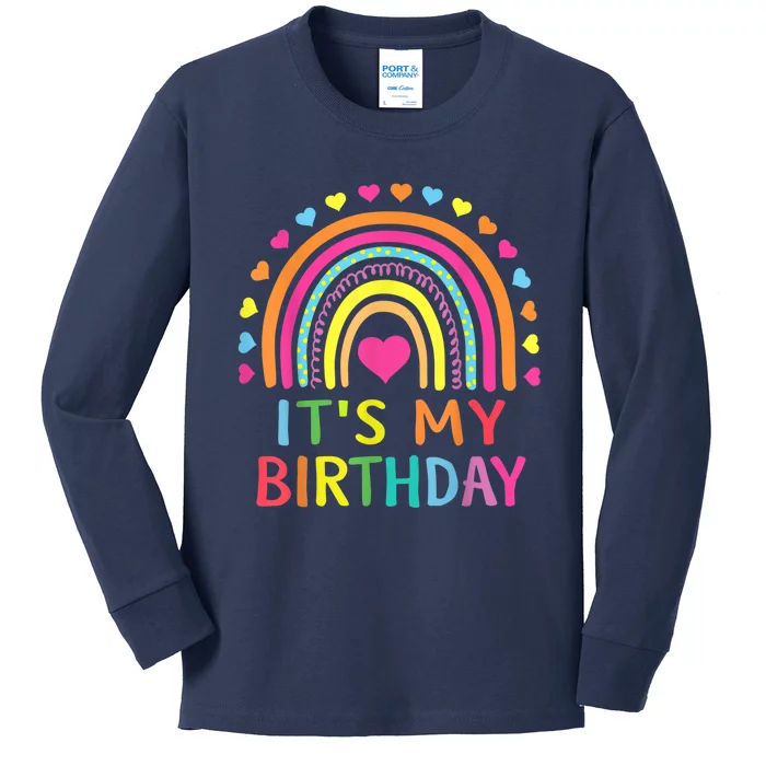 It's My Birthday Shirt for Wo, Teens, Girls Gift Rainbow Kids Long