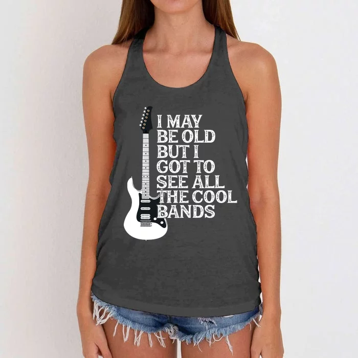 I May Be Old But I Got To See All The Cool Bands Women's Knotted Racerback Tank