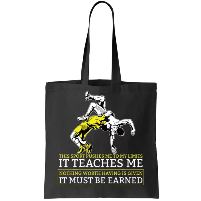 It Must Be Earned Wrestling Short Sleeve Tote Bag