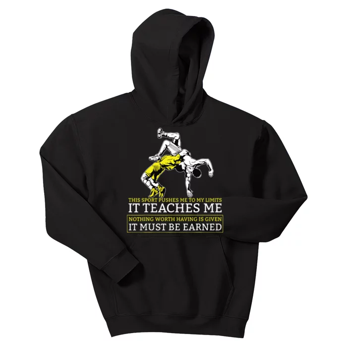 It Must Be Earned Wrestling Short Sleeve Kids Hoodie