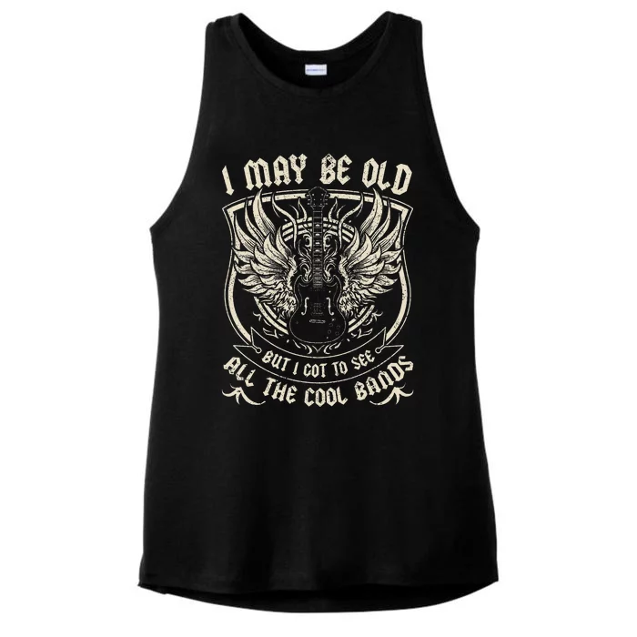 I May Be Old But I Got To See All The Cool Band Rock Concert Ladies Tri-Blend Wicking Tank