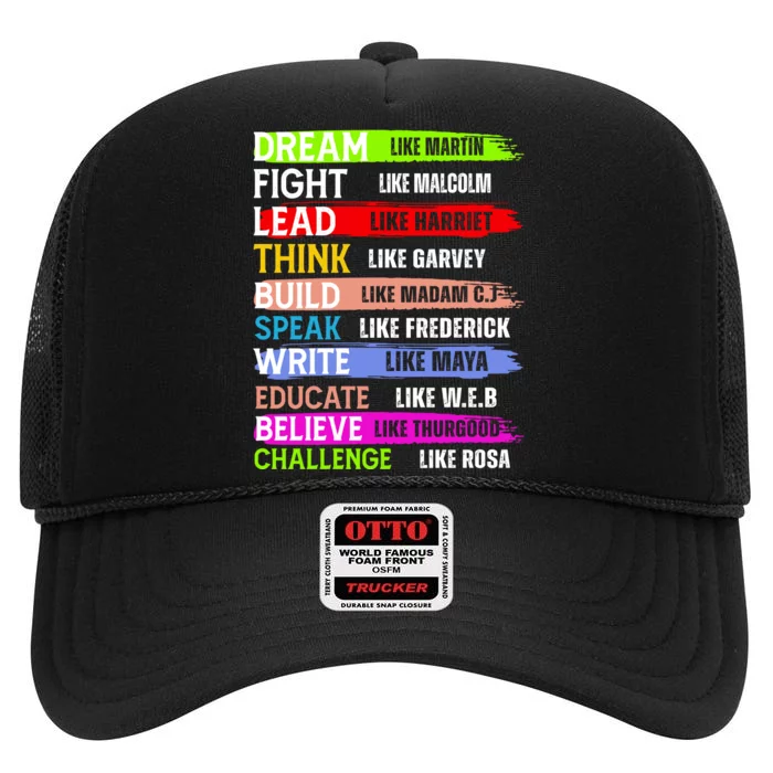 Inspiring Martin Black History Month African American High Crown Mesh Trucker Hat