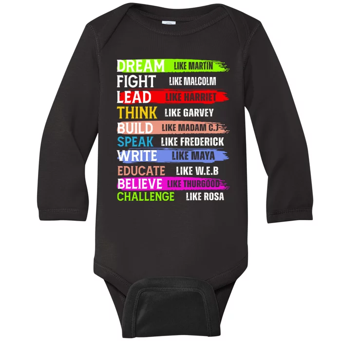 Inspiring Martin Black History Month African American Baby Long Sleeve Bodysuit