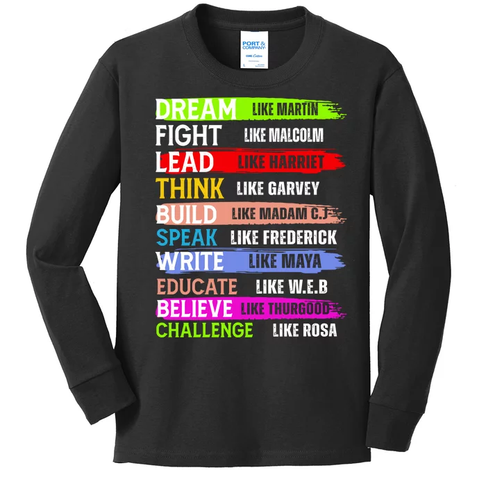 Inspiring Martin Black History Month African American Kids Long Sleeve Shirt