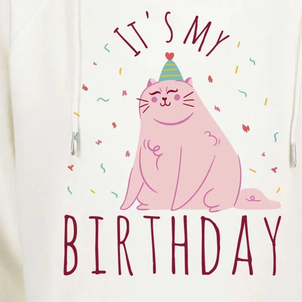 It's My Birthday Cat Womens Funnel Neck Pullover Hood