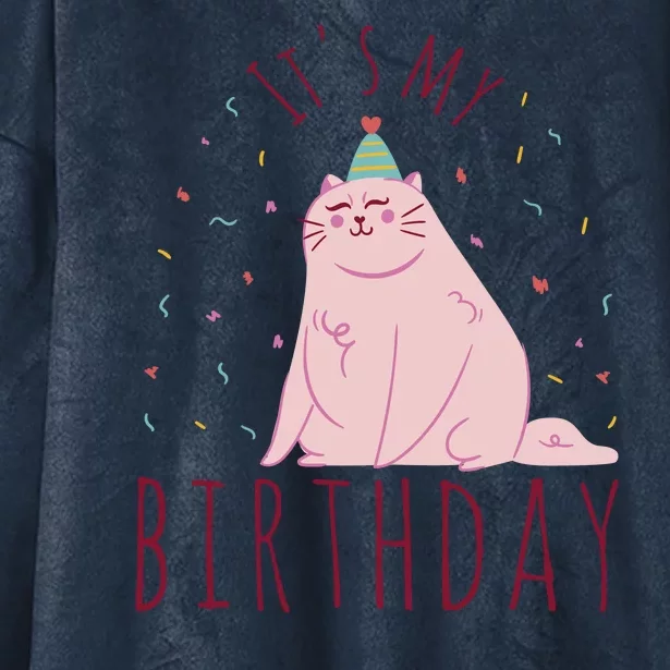 It's My Birthday Cat Hooded Wearable Blanket