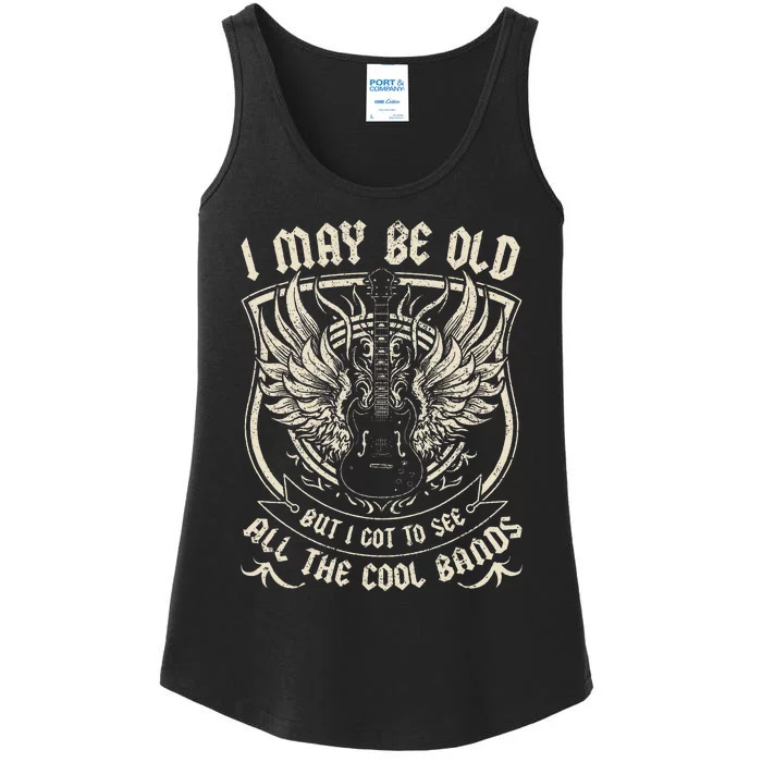 I May Be Old But I Got To See All The Cool Band Rock Concert Ladies Essential Tank