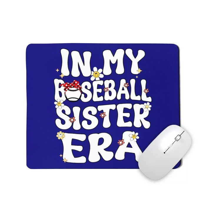 In My Baseball Sister Era Groovy Retro Proud Baseball Sister Mousepad