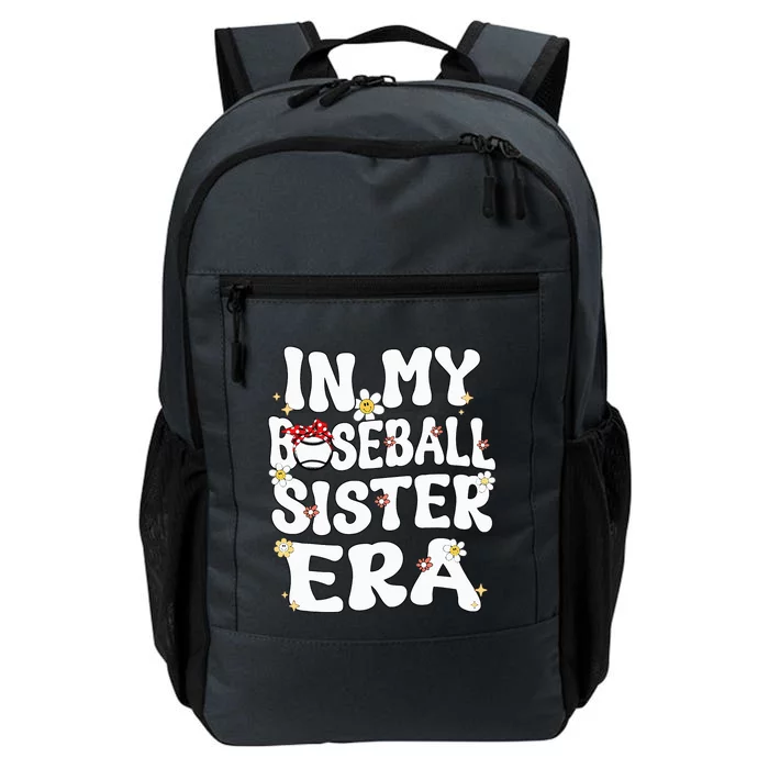 In My Baseball Sister Era Groovy Retro Proud Baseball Sister Daily Commute Backpack