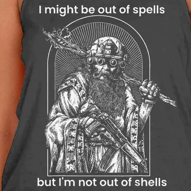 I Might Be Out Of Spells But IM Not Out Of Shells Women's Knotted Racerback Tank