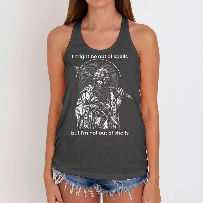 I Might Be Out Of Spells But IM Not Out Of Shells Women's Knotted Racerback Tank