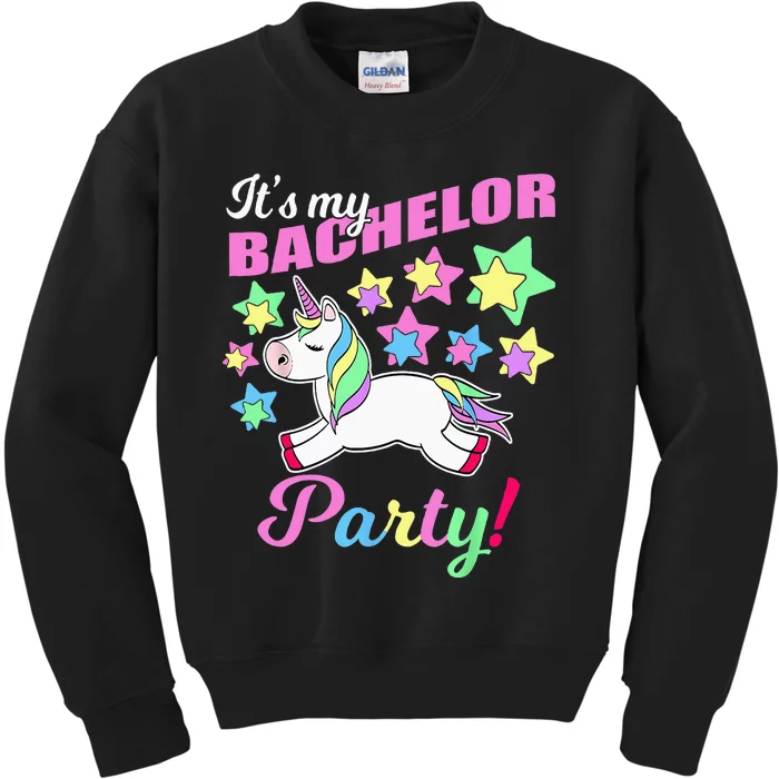 Its My Bachelor Party Unicorn Funny Marriage Party Kids Sweatshirt