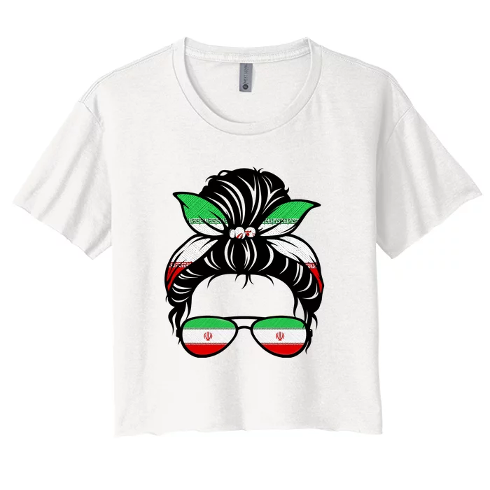 Iran Messy Bun Support Iran IranIran Women's Crop Top Tee