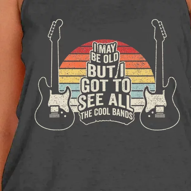 I May Be Old But I Got To See All The Cool Bands Women's Knotted Racerback Tank