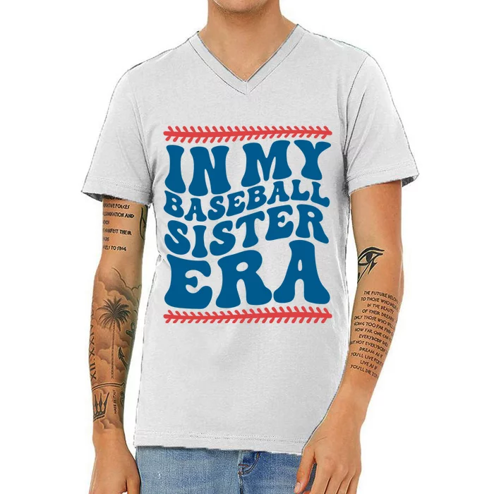 In My Baseball Sister Era Sporty Girl V-Neck T-Shirt