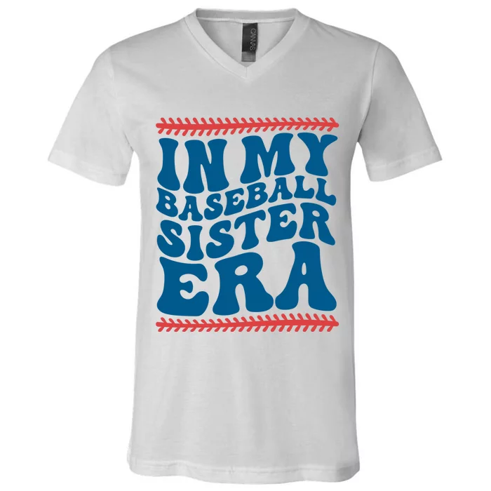 In My Baseball Sister Era Sporty Girl V-Neck T-Shirt