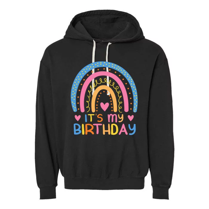 IT’S MY BIRTHDAY RAINBOW For Women Teens Women Gifts Garment-Dyed Fleece Hoodie