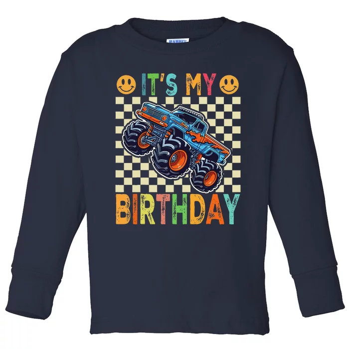 ItS My Birthday Monster Truck Car Gifts Birthday Toddler Long Sleeve Shirt