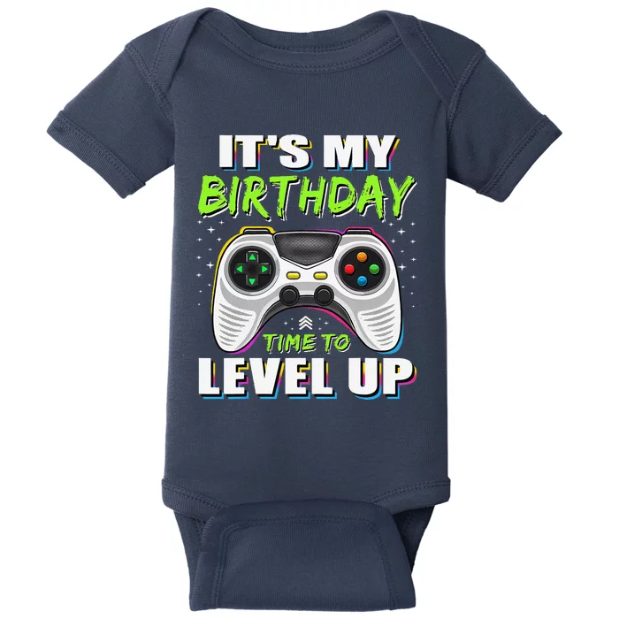 ItS My Birthday Boy Time To Level Up Video Game Gift Baby Bodysuit