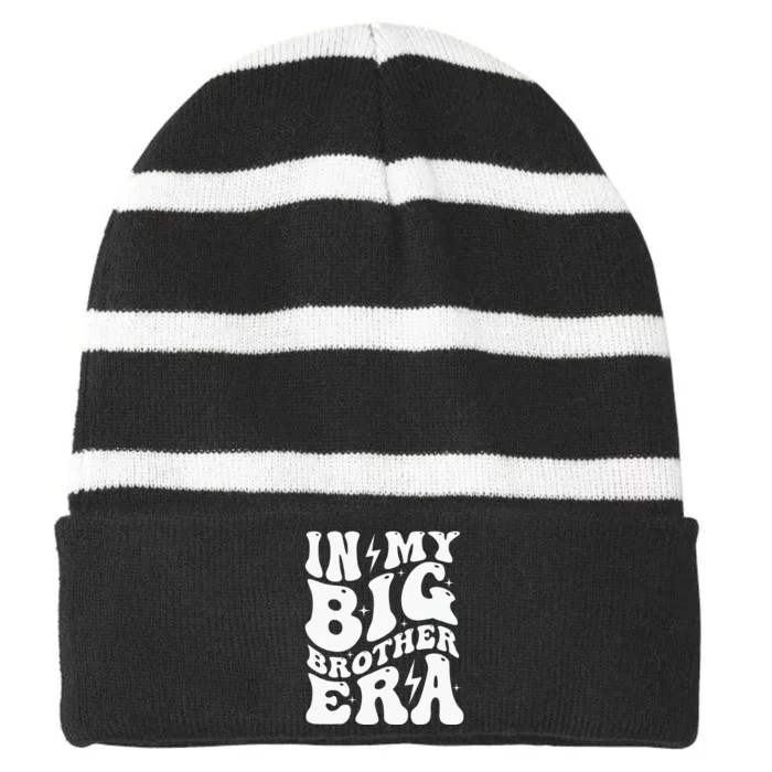 In My Big Brother Era Pregnancy Announcement For Brother Striped Beanie with Solid Band