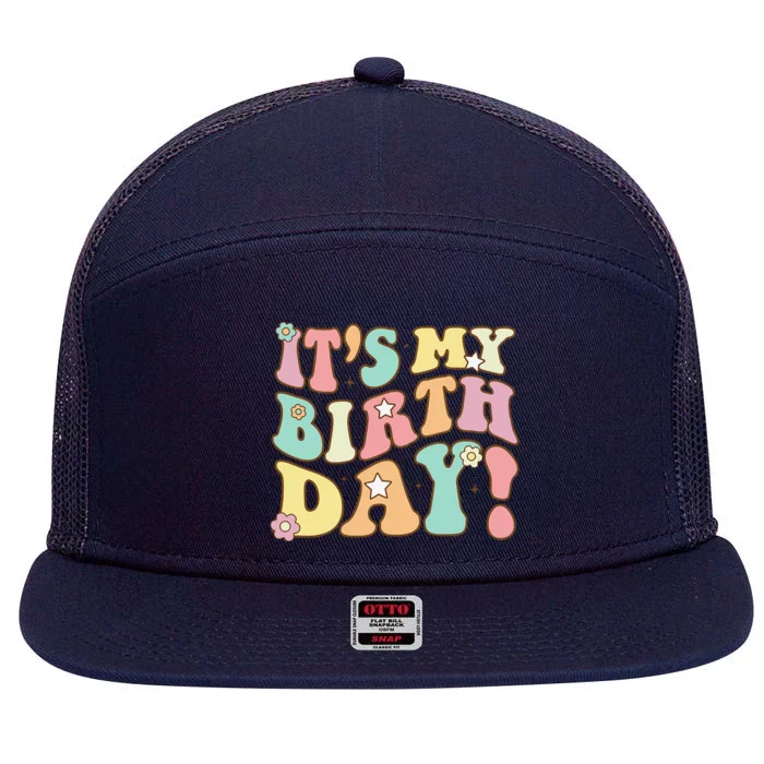 Its My Birthday Groovy Birthday Teens 7 Panel Mesh Trucker Snapback Hat