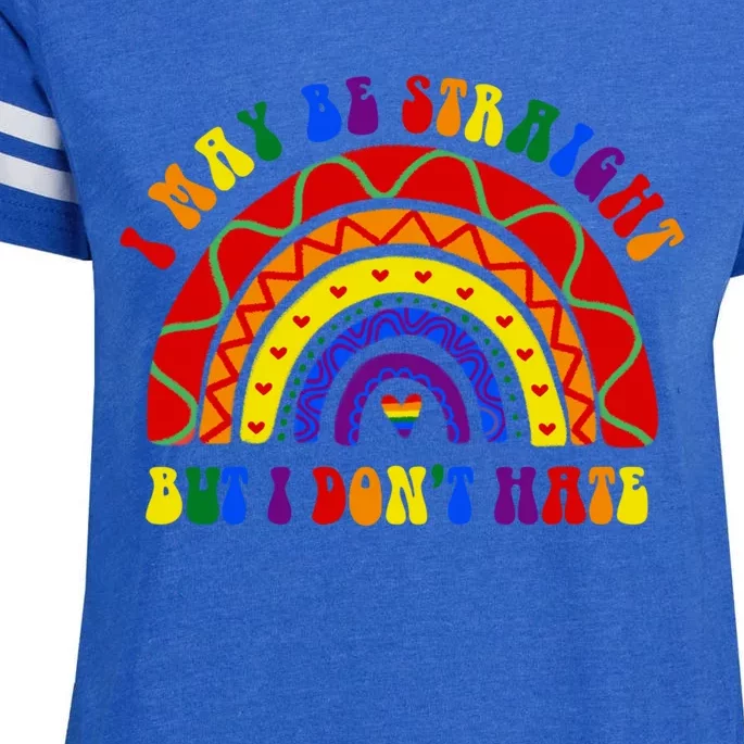 I May Be Straight But I Dont Hate Lgbt Boho Rainbow Gift Enza Ladies Jersey Football T-Shirt