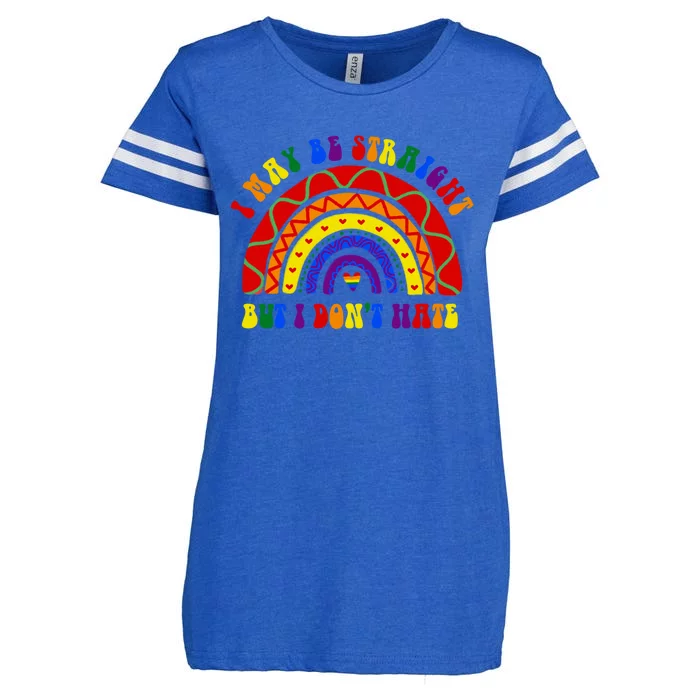 I May Be Straight But I Dont Hate Lgbt Boho Rainbow Gift Enza Ladies Jersey Football T-Shirt