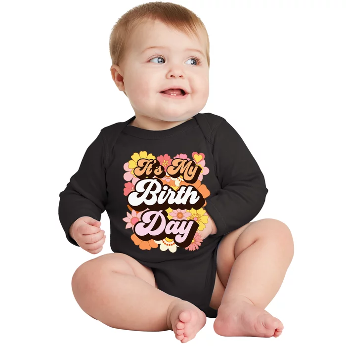 It's My Birthday Groovy Retro Wo Birthday Baby Long Sleeve Bodysuit