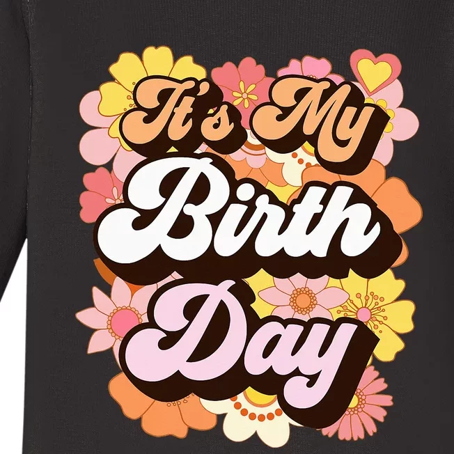 It's My Birthday Groovy Retro Wo Birthday Baby Long Sleeve Bodysuit