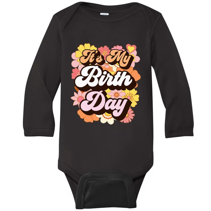 It's My Birthday Groovy Retro Wo Birthday Baby Long Sleeve Bodysuit