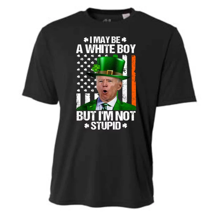 I May Be A White Boy But I'm Not Stupid Biden Funny St Patrick's Day Cooling Performance Crew T-Shirt