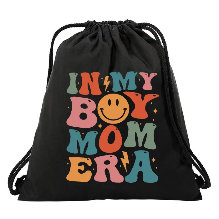 In My Boy Mom Era Drawstring Bag