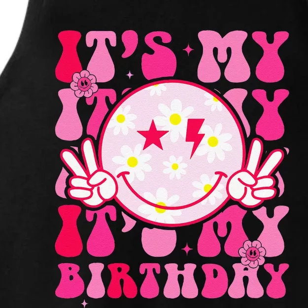 Its My Birthday Teens Bday Flower Groovy Ladies Tri-Blend Wicking Tank