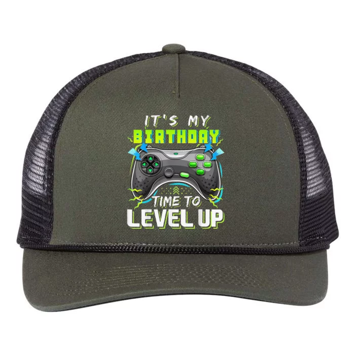 It's My Birthday Time To Level Up Video Game Gifts Cute Retro Rope Trucker Hat Cap